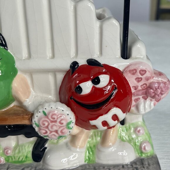 M&Ms Ceramic Figurine Planter Featuring Candy Holder Bench Fence Lamp Post - Picture 8 of 10